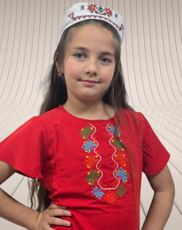 Second image of ДЕТСКА РОКЛЯ-ШЕВИЦА БРОДЕРИЯ (ЧЕРВЕНА-12-1)