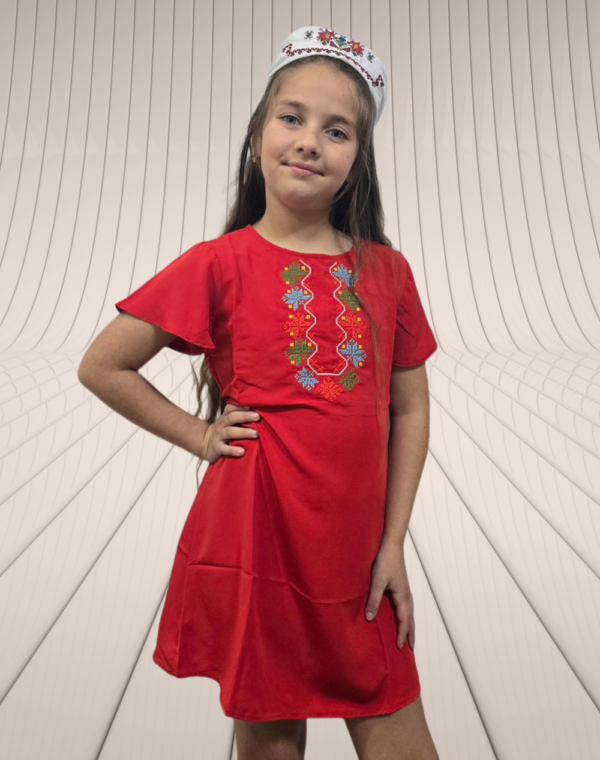 ДЕТСКА РОКЛЯ-ШЕВИЦА БРОДЕРИЯ (ЧЕРВЕНА-12-1)